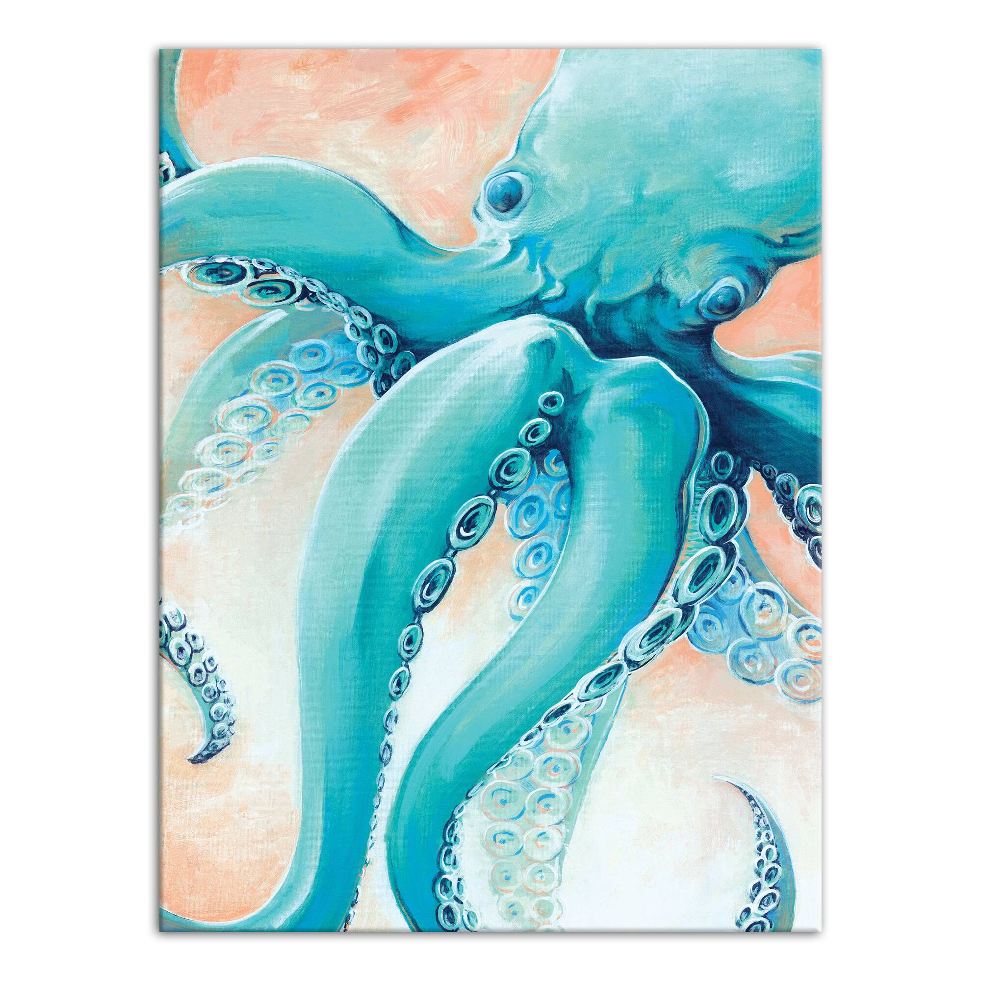 Blue Octopus 18" x 24" Canvas Wall Art